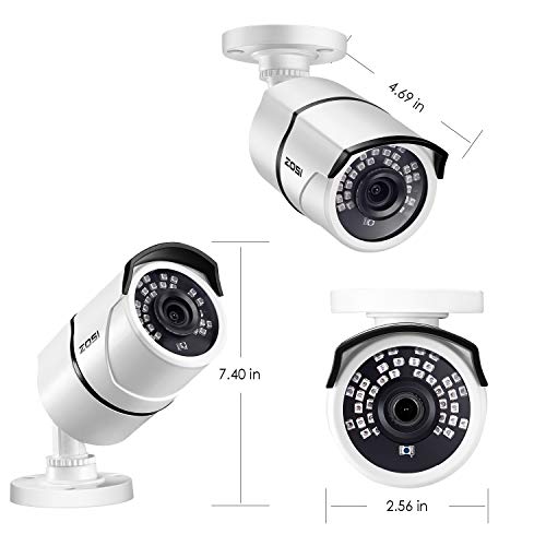 Zosi 1/3" Cctv Bullet Security Camera 1000Tvl High Resolution Day Night Vision Weatherproof Surveillance Cameras- 36Pcs Infrared Leds, 100Ft(30M) Ir Distance, Aluminum Metal Housing White #TOP7