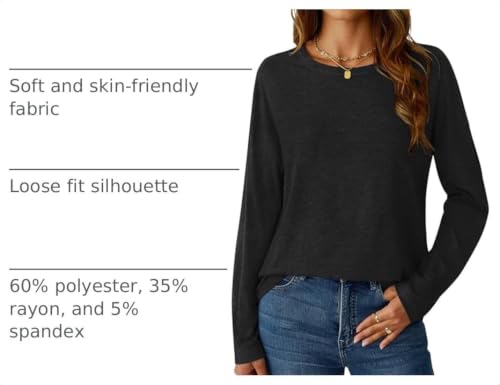 GKBK Long Sleeve Shirts for Women Crew Neck Basic Tops Casual Loose Fitted Fall Clothes 2025 - image 4