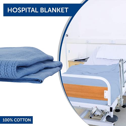 Linteum Textile Hospital Thermal Blanket 66x90 Inch 100% Cotton Breathable Soft & Cozy Open-Cell Weave Design Bed Blanket for Bed, Couch, Sofa Throw for All Season, 2.5 lb (Blue, Twin) - Thumbnail 3