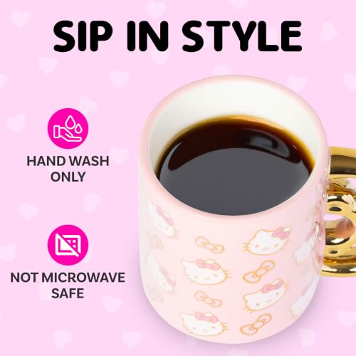 Image of Silver Buffalo Sanrio Hello Kitty Pink Gold, 3D Sculpted Handle Mug, 20oz