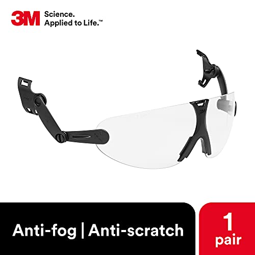 3M Safety Glasses, Ansi Z87, Anti-Fog Clear Lens, Attaches To Hard Hat Suspension #TOP3