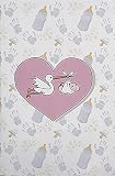 Carte d'anniversaire avec origines, pour naissance d'une petite fille et d'une cigogne
