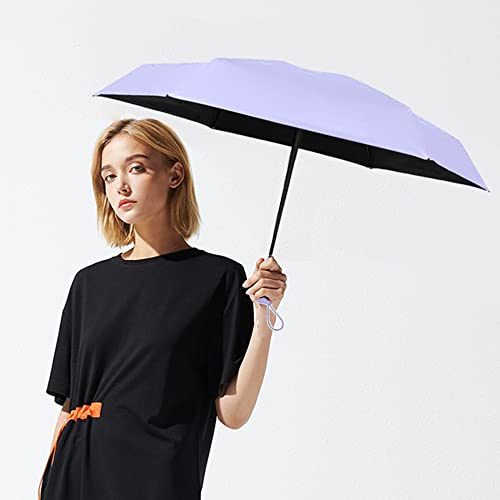 Image of Travel Sun Umbrella for Purse With Case,Small Compact UV Umbrella Protection Sun,Lightweight Portable Parasol Windproof for Women Men Kids (Purple)