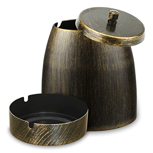 Cenicero con Tapa Bootoow acero inoxidable Cenicero Contra Viento Cenicero de mesa con base antideslizante y almohadilla antideslizante para exterior e interior Cover