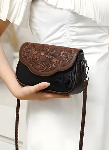 Image of Floral Embossed Crossbody Sling Bag Small Shoulder Handbag for Daily Use Travel & Shopping Phone Purse with Adjustable Strap Lightweight Trendy Bag for Ladies & Girls