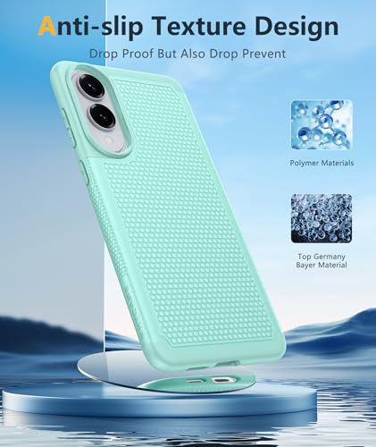 Image of FNTCASE for Samsung Galaxy S25-Edge Case: Lightweight Cell Phone Cover Military Grade Drop Protection with Non Slip Textured Back | Rugged Shockproof Protective Bumper Cases(Mint Green)