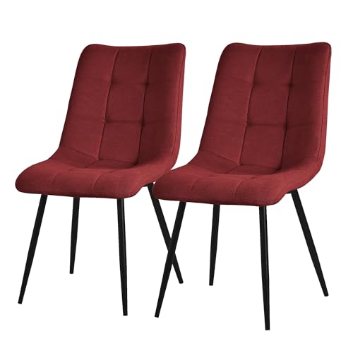 ML-Design Set de 2 Chaises de Salle à Manger Rouge, avec Revêtement en Tissu Polyester et Pieds...