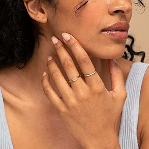 Kainier 14K Gold Plated Signet Rings Stackable Oval-Shaped Slim Signet Rings Thin Plain Statement Band For Women Men Girls Vintage Finger Classic Chunky Ring Comfort Fit Size 5 To 10 (7, Gold(A)) #TOP2