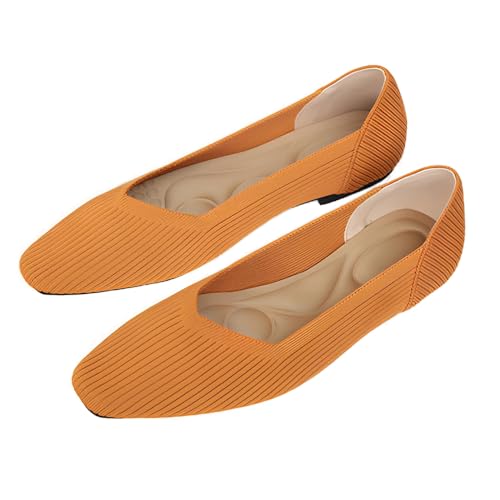 YING LAN Womens Knit Ballet Flats Shoes,Ladies Comfortable Dress Shoes Casual Slip On Soft Ballerina Walking Flats Shoes