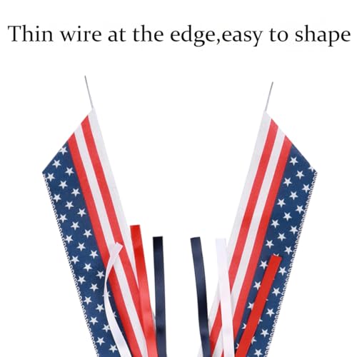 2 Pcs Patriotic Bows for Wreaths Decorations,Red White Blue Stripe String Stars Tree Topper Bow for 4th of July,Independence Day,Memorial Day,Veteran's Day,USA,American Front Door Indoor Outdoor Decor by Hongsome - Image 3