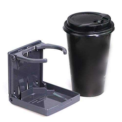 2PCS Adjustable Folding Drink Holder with Screws and Tapes, Folding Automotive Cup Holders for Car Truck Boat Van. (Black)