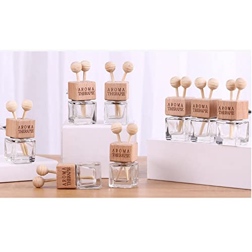 6 Packs Air Outlet Perfume Empty Bottle Clear Glass Car Essential Oil Diffuser Bottle Auto Freshener Vent Clip Aromatherapy Fresh Air #TOP6