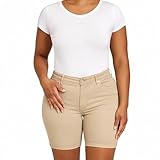 Access Junior’s Stretch Uniform Shorts for Women, High-Rise Slim Fit Work or School Shorts with 5 Pockets...