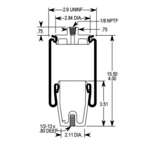 TORQUE Cab Sleeper Air Bag Replacement For Select Navistar Trucks - Fits Firestone 7081, Goodyear 1S5-038 - View #9