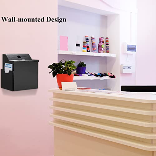 Zenfun Metal Suggestion Box With Lock, Black Steel Donation Box With 50 Free Suggestion Cards, Wall Mounted Collection Box, Ballot Box #TOP4