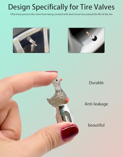 4-Pack Handmade Grey Goose Valve Stem Caps for Schrader Valves, Cute & Stylish Car and Bike Accessory, Unique Auto Decor, Fun Wheel Accent, Ideal Gift for Car Enthusiasts