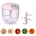 Picadora Manual de Cebolla, Picadora Manual de Alimentos, Picadora Manual Mini, 900 ML Rápido Fácil de Tirar Picadora de Mano Con 5 Cuchillas de Acero Inoxidable Para Ensalada, Carne, Ajo (Rosa)
