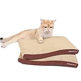 AMZNOVA rascador para gatos, reversible, S-Curvado, cartón corrugado, almohadilla para rascar gatitos con zacate de gato, Wood Floor Print, 17*10inch-2 Pack