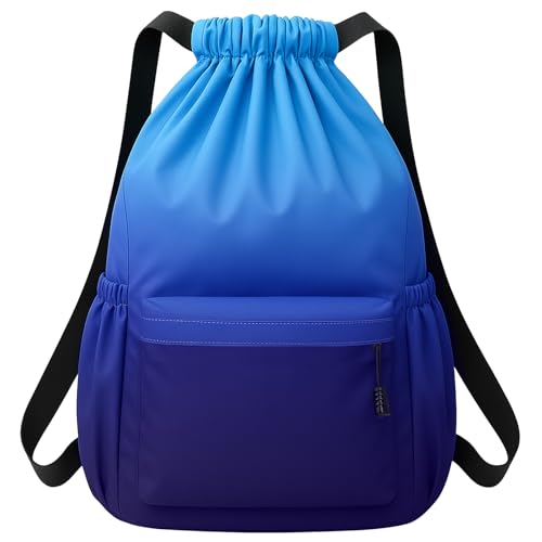 Qoosea Turnbeutel Kordelzug Rucksack, Große Kapazität Sportbeutel Wasserdicht Nylon Turnbeutel, Verstellbar Tunnelzug Gymsack für Damen Herren, Sporttasche für Gym Schwimmen Sport Reisen