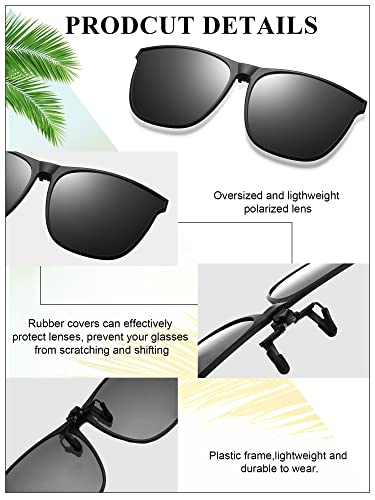 Weewooday 6 Pairs Large Polarized Clip on Sunglasses UV Protection Driving Clip on Sunglass Colorful Flip Frame Glasses for Women Men Eyeglasses3