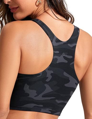 Image of CRZ YOGA Racerback Crop Bikini Tops | Built-in Pads, A-D Cup, High Neck, Swim, Bathing Suit Tank for Women