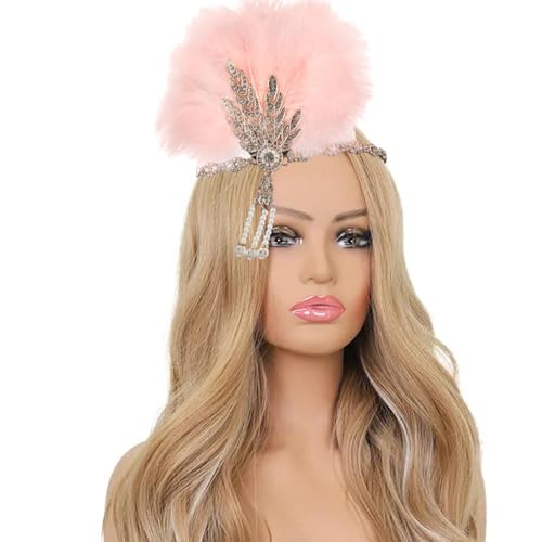 Colaxi Flapper bandana de penas faixa de cabelo estilo vintage strass contas headwear flapper para c