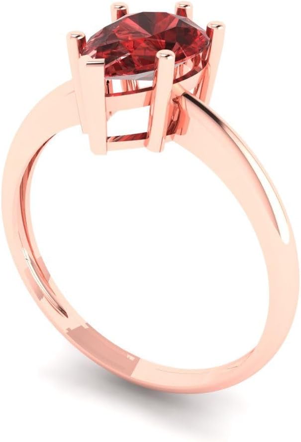 Clara Pucci 14K Solid Rose Gold 1.5 ctw Garnet Solitaire Ring for Women | Anniversary, Birthday Gift | 9x6mm Pear Cut - Image 2