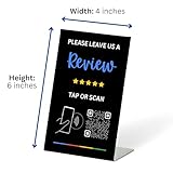 NFC Review Stand | Easily Collect Reviews | Easy Setup | Smart Tap and QR Code to Review | Compatible with All Phones | Boost Your Online Reputation | Build Trust | Boost SEO | Review Tap Stand | Black Pack of 3