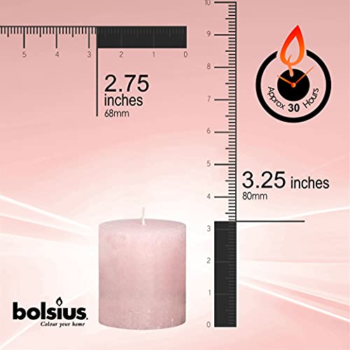 Bolsius Soft Pink Rustic Pillar Candles 6 Pack Bulk - 2.75 X 3.25 Inches - 30 Hours Burn Time - Premium European Quality - Smooth And Smokeless Flame - Unscented Dripless Wedding & Party Décor Candles #TOP1