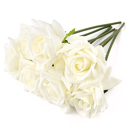 Eyamumo Fake Flowers, Faux Silk Real Touch Artificial Rose Flowers