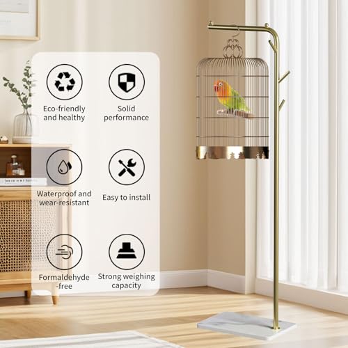Bird Cage Stand, 67 Inch High Hanging Bird Cage, Bird Feeder Stand with Base, Upgrade Tree Branch Style Birdcage Stands, Suitable for Hanging Various Types of Birdcages(White Base Upgraded Version) - Thumbnail 3