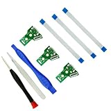 CTHTBZ 3pcs JDS-055 Replacement Charging Port for PS4 Slim Pro,Charger Socket Board Connector Module for PlayStation 4 Controller, Flex Cable, Tool Screwdriver Repair Kit(JDS-055)