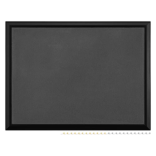 Navaris Framed Fabric Bulletin Board - 18 X 24 Inches Plush Jewelry Organizer Pinboard For Wall - Memory Memo Pin Board - Dark Gray With Black Frame #TOP6