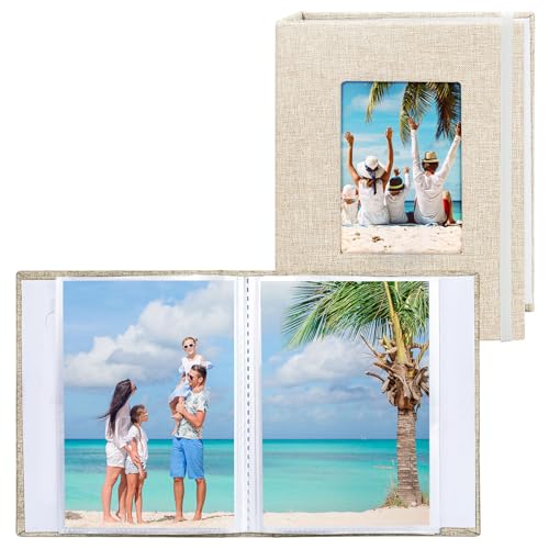 Vienrose Small Photo Albums 6x4 Photos, 2 Pack Linen Cover Mini Photo Book, 26-Page Holds 52 Pictures, Artwork or Postcards Storage