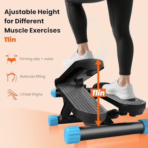 Image of Sweetcrispy Mini Stair Steppers with Resistance Bands for Exercise at Home, Portable Exercise Twist Stepper Machine for Full Body Workout, 300LBS Capacity