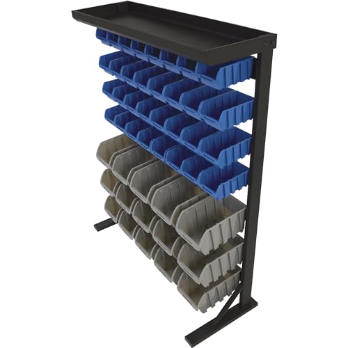 Image of Strongway Single Side Bulk Storage Rack Unit with 47 Assorted Bins - 36 1 /2in.W x 14in.D x 46in.H