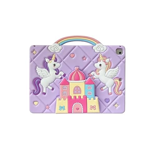 CasurvivePro Kompatybilne z iPadem (2022) 10. 27.7 cm/iPad (2025) 27.9 cm Gen Kids etui na tablet, zamek jednorożca, prezenty dla dziewcząt, zabawki ze stojakiem na uchwyt i paskiem na ramię