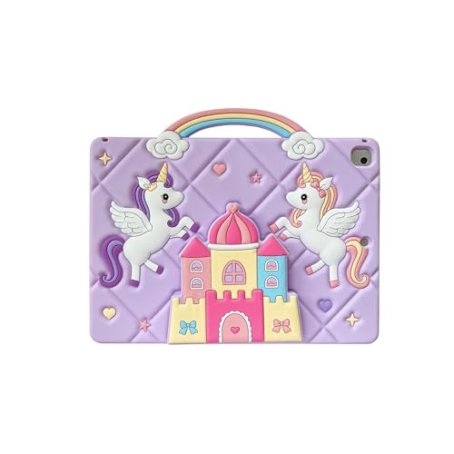 CasurvivePro Kompatybilne z Samsung Galaxy Tab A9 22.1 cm etui na tablet dla dzieci, zamek jednorożca, prezenty dla dziewcząt, zabawki z uchwytem i paskiem na ramię