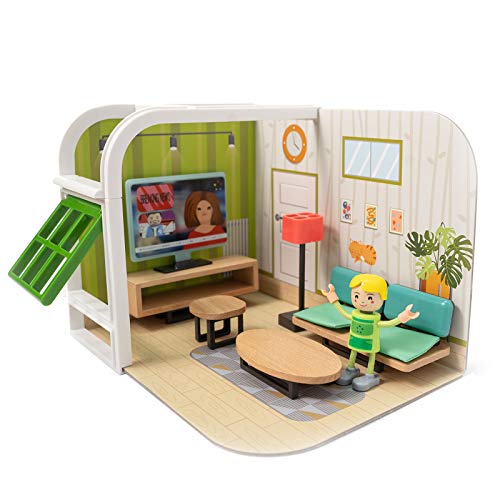 Omotiya 3-6 Years Old Little People House, Toddler Diy Miniature Dollhouse Kit With Furniture, Little People Dollhouse, Pretend Play Mini Toddler Dollhouse Kit Wooden Toys, Great Gift For Kids #TOP3