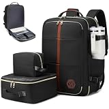 SHENHU 40L Travel Laptop Backpack for Women & Men, Airline Approved Carry On Luggage Overnight Bags, Waterproof Personal Item Bag, Weekender Essentials Backpacks Vacuum Backpack Black