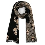 Landisun Skull Scarf Soft Shawl Elegant Camel and Black