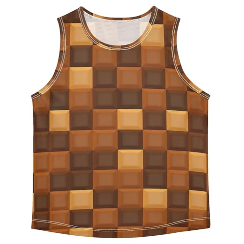 J JOYSAY Geometric Square Tile Sienna Boys Tank Top Sleeveless Muscle Shirts Quick Dry Kids T-Shirts 3-15T