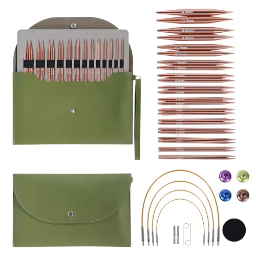 Circular Knitting Needles Set, Knitting Kits with Case for Adults, Interchangeable Needles 13 Pairs, Practical Aluminium Knitted Accessories for Beginners, Hat, Sock, Sweater, Blanket Making