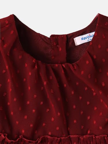 Image of Nautinati Baby Girls Flared Frock with Flutter Sleeves | Age 0-3 Years