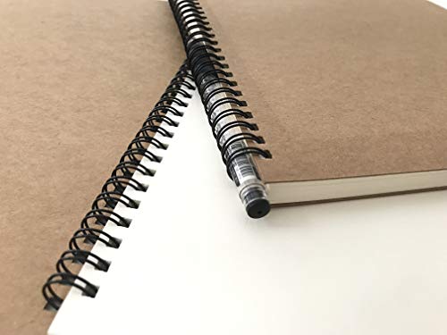 Spiritmate [2Pack] A4 Unruled/ Ruled Line Spiral Notebooks Kraft Cover Backpack Wirebound Notepads And Journals 60Sheets/120Pages Each Notepad (2Pack Unruled) #TOP1