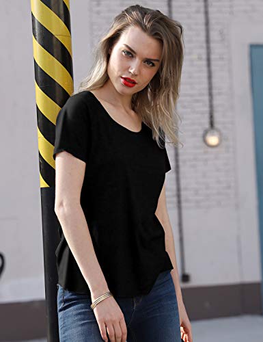 Blooming Jelly Women's Sexy Backless Short Sleeve Top Back Knot Casual Shirt Tee (Xxl, Black) #TOP2