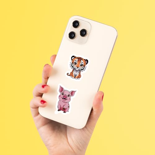 Image of Cute Animal Stickers Pack of 30 Cartoon Animal Character Stickers for Kids | Colorful Kawaii Wildlife Designs for Scrapbooks, Journals, Water Bottles, Laptops, School Projects & DIY Crafts