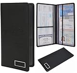 XROZRK Premium Car Registration & Insurance Card Holder with Magnetic Closure, Glove Box Organizer for Documents, Cards, Driver's License (Reticulated black)