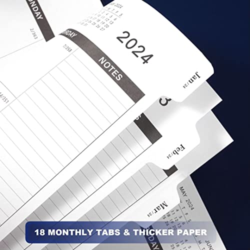 Monthly Planner/Calendar 2023-2024 - 2023-2024 Monthly Planner, Jul. 2023 - Dec. 2024, 8.5" X 11", 18-Month Planner With Tabs & Pocket & Label, Contacts And Passwords, Thick Paper, Twin-Wire Binding - Navy By Artfan #TOP5