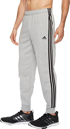 adidas Men's Essentials 3-Stripe Jogger Pants, Medium Grey Heather/Black, Large